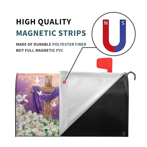 Image of Kawani Happy Easter Purple Mailbox Covers Magnetic Spring Lilies Floral Mailbox Cover Standard Size 18 X 21 Inch Easter He is Risen Wrap Post Letter Box Decorative for Outdoor Home Garden Yard
