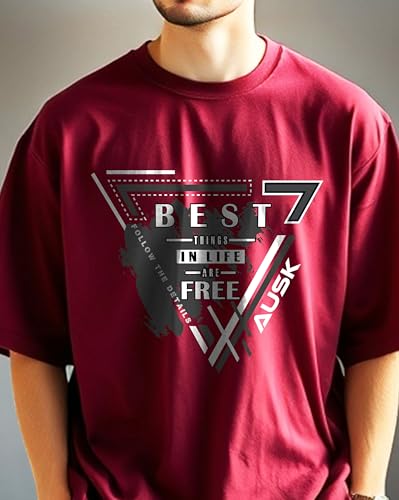 Image of AUSK T-Shirt for Mens with Round Neck Oversized Drop Shoulder