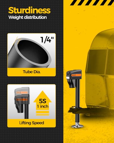 Image of KYX Electric Trailer Jack 5000LBs,Electric Jack witj Waterproof Cover | Electric Trailer Jack 5000LB, Electric A-Frame Tongue Jack,9.84 inch-33.85 inch Waterproof for Travel Trailer,12V DC Hard Wiring