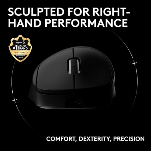 Image of Logitech G PRO X Superlight 2 DEX Lightspeed Wireless Gaming Mouse, 60g Pro-Grade Lightweight Mouse with 5 Programmable Buttons, 44k DPI Sensor, USB-C Charging, for PC /Mac - Black