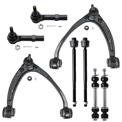 Image of Detroit Axle - 8pc Front End Suspension Kit for 2007-2013 Chevy Silverado 1500 Avalanche GMC Sierra Yukon XL 1500, 2007-2014 Escalade ESV EXT Tahoe Upper Control Arms Ball Joints Sway Bars Tie Rods