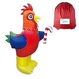 Holiday Time Colorful Rooster Christmas Inflatable, 4 Ft Tall with Drawstring Bag