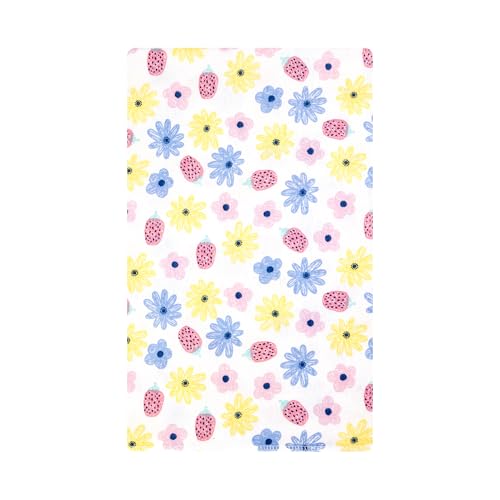 Image of Hudson Baby Infant Girls Cotton Flannel Burp Cloths, Flowers And Strawberries, One Size