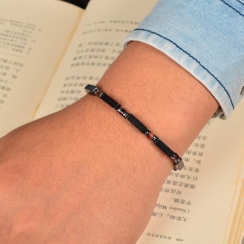 Pulsera Masculina Ajustable con Piedras y Cadena de Acero miniatura 2