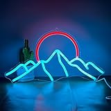 Hinittey Sunset Neon Sign for Wall, Sunrise Led Neon Lights with Dimmer & Ice Mountains for Home, Creative Gifts for Bedroom, Living Room, Gaming Room, Hotel Decor for Friends, Partner