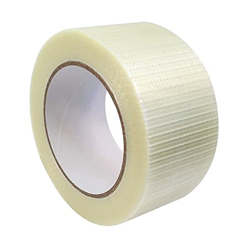 AIPL Cross Filament Strapping Tape 1 Roll 2 Inch x 50 Meter Heavy Duty Transparent Reinforced Fiberglass Tape.