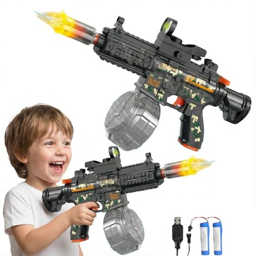 Image of VikriDA M416 Submachine Electric Automatic Water Gun with Sensor Light Silencer & Green Dot Scope | Free Extra Rechargeable Battery | 10m Range, 450CC Capacity | Multicolor