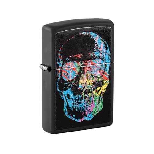 Encendedor Zippo Colorful Skull Negro Mate miniatura 1