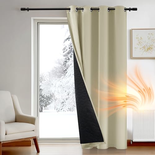 Deconovo Cortinas Opacas de Salon Dormitorio termicas aislantesz, 132×229 CM, Beige Oscuro, 1 Paneles