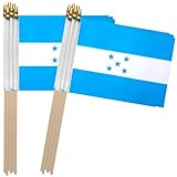 TSMD Honduras Stick Flag Honduran Small Mini Hand Held Flags,5x8 Inch,12 Pack