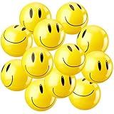 Motionchic 24 Pcs Smile Inflatable Beach Balls 12 Inch Summer Beach Pool Party Toys Bulk Yellow Smile Face Water Balls for Summer Vacation Swimming Pool Games Birthday Party Favors