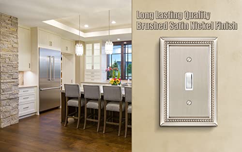 Image of Sunken Pearls Heavy Duty Decorative Wall Plate Switch Plate Outlet Cover (Single Toggle, 3 Pack, Satin Nickel)