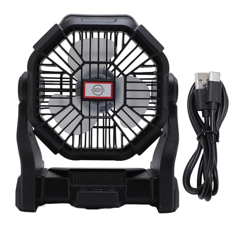 Zunate Ventilador de Campamento Portátil con Luz LED, Ventilador de Carpa Colgante Recargable de 8000 MAh, Viento de 4 Engranajes, Iluminación de 3 Equipos, para Acampar Al Aire Libre,