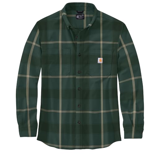 Image of Carhartt Men's Rugged Flex Relaxed Fit Midweight Flannel Long-Sleeve Plaid Shirt