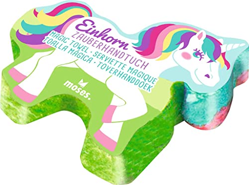 Moses. Zauberhandtuch Einhorn – Süßes Handtuch für den Kindergeburtstag, Kleines Baumwollhandtuch für Hände und Gesicht, 100% Baumwolle mit Einhorn-Design, 30 x 60 cm