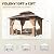 YOLENY 10' x 12' Gazebo Hardtop with Aluminum Frame,Galvanized Steel Double Roof Gazebos with Curtain and Netting,Outdoor Metal Pergolas for Garden, Lawn, Deck, Brown