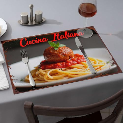 Chemin de table d'été spaghetti boulettes de viande et 6 sets rose - 2