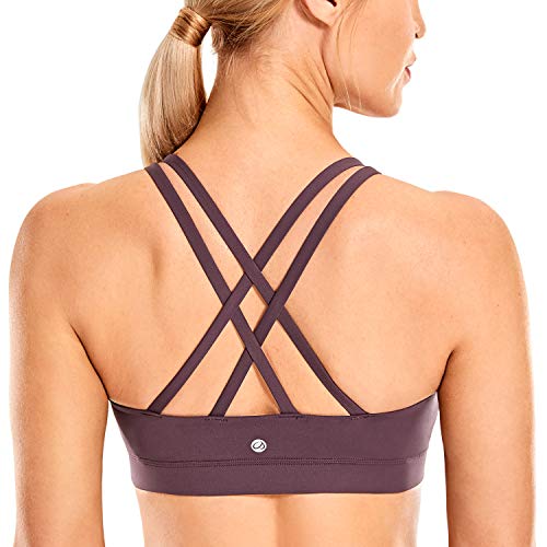 Image of CRZ YOGA Naked Feeling Strappy Sports Bras | Medium Support, Removable Pads, Yoga, Sleek, Scoop Neck, for Women