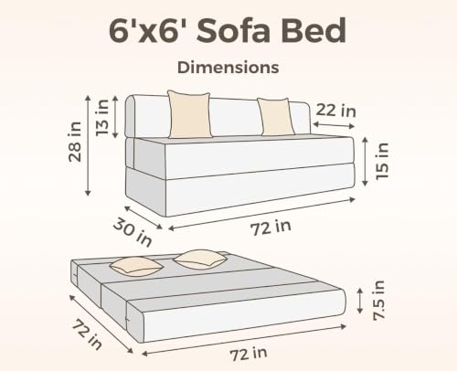 Image of Coirfit (4-in-1 Four Seater Sofa Cum Bed (1 Year Warranty) with 4 Free Cushions | Folding Sofa, Bed, Lounger, Diwan | Removable Washable Cover | Compact & Lightweight -Dark Grey 6x6 Feet