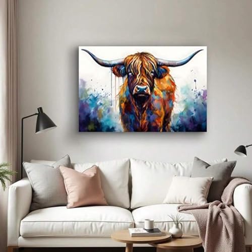 Toile vache graffiti colorée 60x80cm de style abstrait - 4