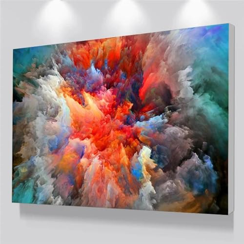 Peinture paysage nuages colorés KEBIA réveillez un mur blanc triste format 80x110