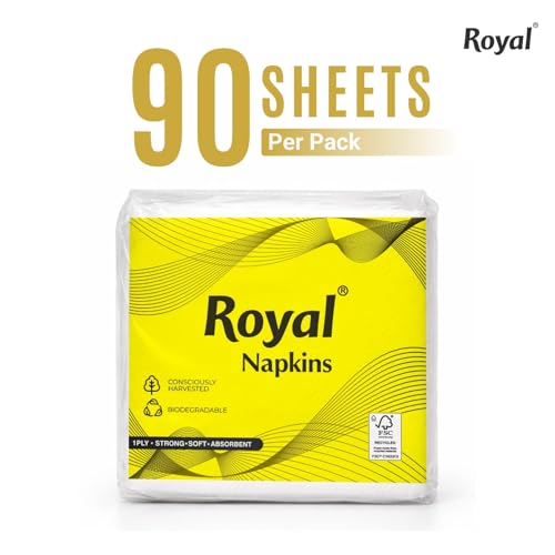 Image of Royal Tissue Paper Napkins (270 Pulls) 90 Pulls X 3 Packs | 1-Ply Soft Paper Napkins | Hygienic Disposable Napkins for Home & Office