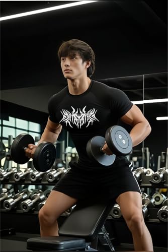 Image of Men Polyster Lycra Printed Half Sleeves Compression T-Shirt for Gym