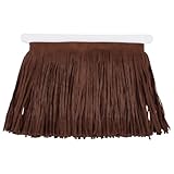 CALFOVERA Cinta de Flecos de Cuero de Terciopelo de Doble Cara de 3 m Y 15cm, con Borlas Y Cintas para Coser. Accesorios para Botas, Bolsos, Faldas Y Prendas de Vestir. (Marrón)