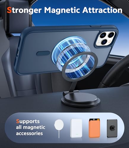 Image of FNTCASE for iPhone 11 Pro-Max Case: Matte Magnetic Phone Cases Compatible with Magsafe Slim Anti Yellowing Military Grade Drop Protection Rugged Protective Translucent Cell Phone Cover (C-Blue)