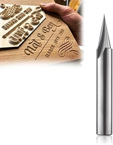 1/4" Shank 22-Degree Engraving CNC Wood Carving Router Bits, V Groove Profile Bit, 5/8 inch Cutting Length Carving Liner Router bit, Tungsten Steel from Tackpro (1Pack)