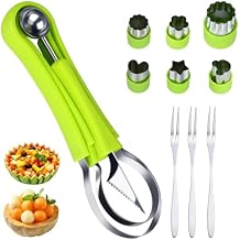 12PCS Melon Baller Scoop Set, 4-in-1 Watermelon Scooper Fruit Scooper, Fruit Cutter Shapes, Fruit Fork, Stainless Steel Carving Knife Kitchen Tools for Dig Pulp Separator Fruit Slicer