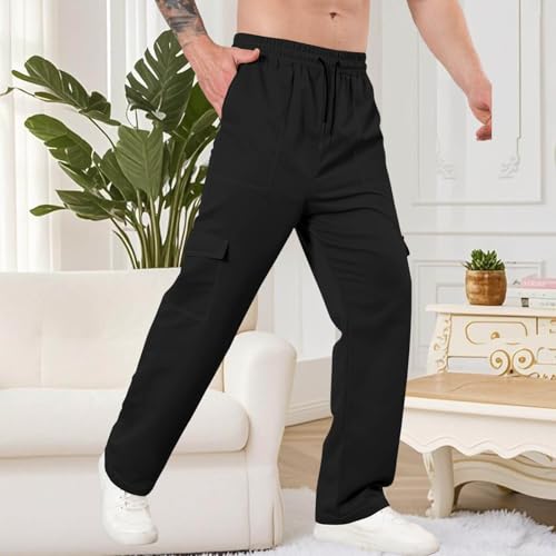 Cargo Pants for Men Multi Pockets Work Pants Stretch Elastic Waist Relaxed Hiking Outdoor Casual Trouser Sweatpants4