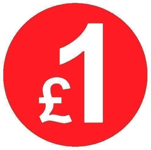 from 99p to £10 - Pack of 200 Red 20mm Price Stickers/Sticky Labels (Red £1)