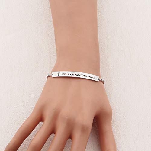 MYOSPARK Scripture Bracelet Bible Verse Jewelry Be Still And Know That I Am God Bracelet Christian Gift2