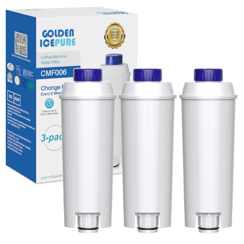 GOLDEN ICEPURE Coffee Machines Water Filter Compatible with DeLonghi DLSC002 SER3017 & 5513292811 De Longhi ECAM Esam ETAM BCO EC-Series 3 Pieces