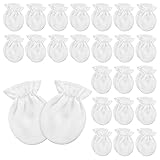 Vabean 24 Pairs Preemie Baby Mittens No Scratch Preemie Cotton Gloves Premature Baby Mittens White P