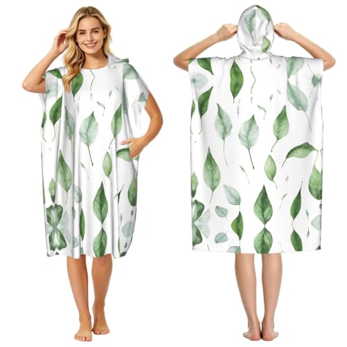 Poncho à capuche imprimé eucalyptus pour vos sessions de surf cet été - 2