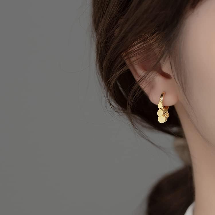 SLUYNZ 925 Sterling Silver Disc Earrings Huggie Hoop for Women Teens Coin Hoop Earrings Cluster Drop Earrings Tassel - Image 3