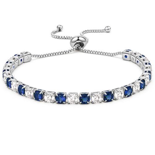Image of Silver Plated Bracelets For Womens 925 Silver Tennis Bracelets For Women December Birthstone Bracelet with 4 MM CZ, Adjustable Bracelet For Women Ladies Bracelets, Blue Bracelet Tanzanite Bracelet