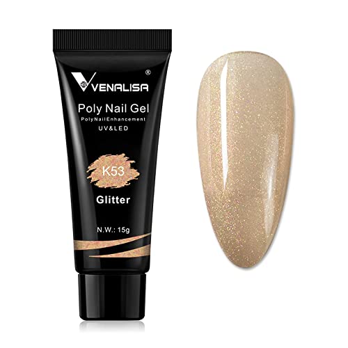 Venalisa Poly Builder Gel - Poly Nail Gel, 15g Acrylic Polish Extension, Transparent Camouflage, Manicure and Pedicure Art (Poly-15g-K53)-image-20