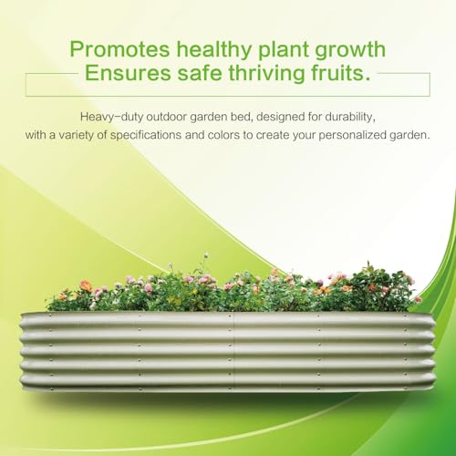 Gardmax Galvanized Raised Garden Bed, Lightweight Planter Boxes Outdoor with Easy Assembly, Large Garden Bed for Vegetables, Fruits, Flower Milk White 8x2x1.5 FT — view 6