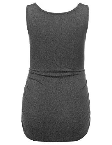 Hotouch Maternity Tank Top Soft Sleeveless Pregnancy Loungewear Two Piece Set Ruched Side Round Neck Shirt Activewear Black & Dark Grey M #TOP3