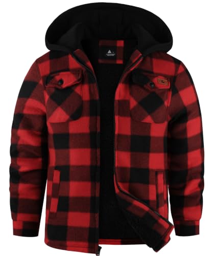 Image of ZITY Boys Flannel Jacket Sherpa Lined Zip Up Hoodie