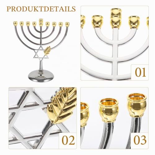 BESPORTBLE Hanukkah Menorah Chanukka 9 Zweig Kerzenhalter Jüdischer Kerzenständer Dekorativer Kerzenhalter Metallkandelaber Tischdekoration Für Hochzeitstischdekoration – Bild 5