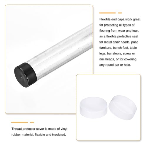 Image of uxcell 2pcs Rubber End Caps 140mm(5 1 /2 Inch) ID x 80mm(3 1 /8 Inch) H Vinyl Round Tube Bolt Cap Cover Screw Thread Protectors Clear