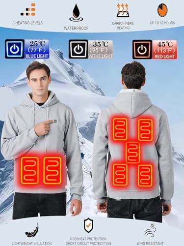 Image of Unisex Heated Hoodie for Men Women Heated Sweatshirt Warm USB Electric Outdoor Winter Puffer Jacket with No Battery