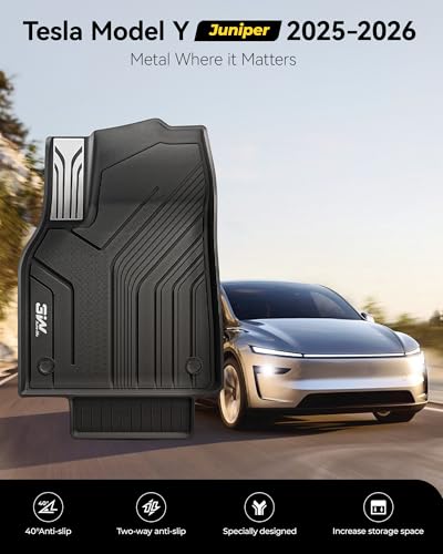 Image of 3W Tesla New Model Y Juniper Floor Mats and Cargo Liners, TPE Floor Liner for 2025 2026 Model Y, Trunk Mats & Seat Back Cover Protector, Tesla Model Y Juniper Accessories(Not For Standard), Vigormold