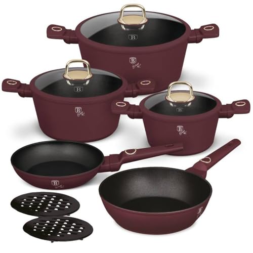 Berlinger Haus Set da 10 pentole in alluminio antiaderente a induzione, pentole e padelle con coperchio, per cucina, forno domestico, lavabile in lavastoviglie, ecologico, compatibile con tutti i