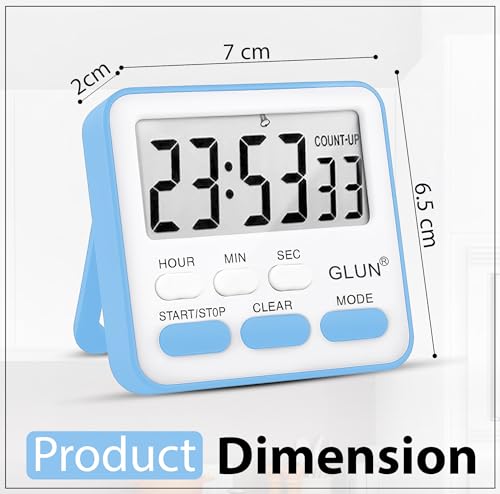 Image of GLUN Digital Kitchen Timer & Stopwatch, Large Digit Countdown, Loud Alarm Clock with Back Magnetic Retractable Stand for Baking, Cooking Study, Office, Gym, Athlete and Student (Blue)
