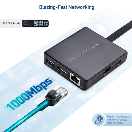 Image of Cable Matters 8-in-1 USB C Hub DisplayPort 1.4, USB C Dock 8K@60Hz / 4K@240Hz DisplayPort, Gigabit Ethernet, USB 3.2 Port, SD Card Reader, with Two Mode Switch, Compatible with Thunderbolt 4